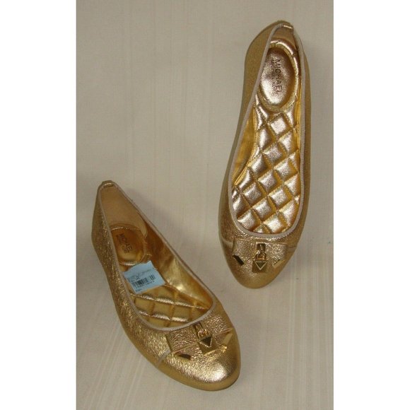 Michael KORS ALICE MK Logo Sparkle Metallic Gold L - Picture 1 of 7